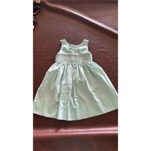 Girls Home made Smocked Dress Sleeveless Mint Green no Tag size 4